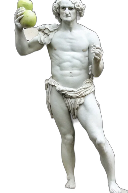 photorealistic, 3d render, concept art, fantasy art, marble, statue, isaac, newton transparent PNG cut-out