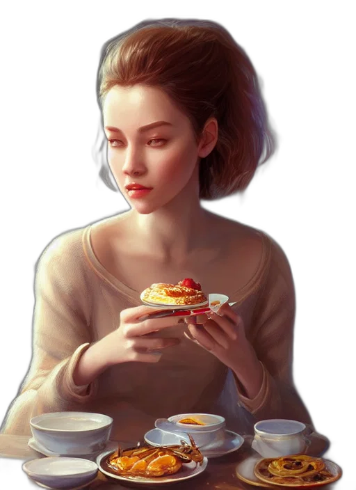 food, dress, face, oil painting transparent PNG cut-out