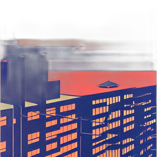 building, robot, concept art, pixel art, 3d render, vaporwave, city street, fog transparent PNG cut-out