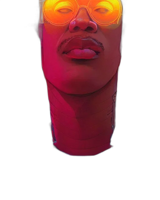 bottle, face, vaporwave, photorealistic transparent PNG cut-out