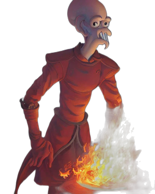 staff, robot, mask, creature, concept art, fantasy art, comic book art, 3d render transparent PNG cut-out