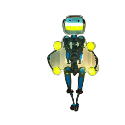 robot, staff, creature, jacket, 3d render, concept art, pixel art, cyberpunk transparent PNG cut-out