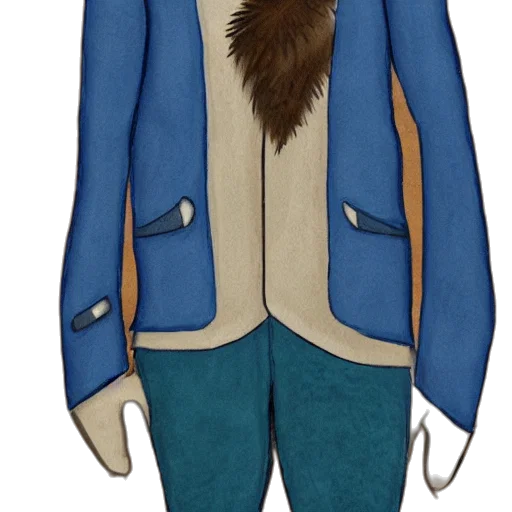 jacket, staff, concept art, cartoon, watercolor, fantasy art, blue, anthropomorphic transparent PNG cut-out
