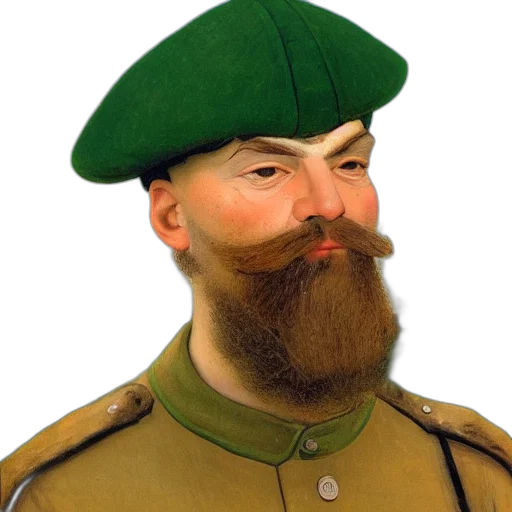 face, hat, staff, mask, photorealistic, oil painting, concept art, 3d render transparent PNG cut-out