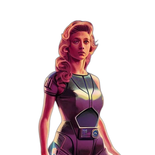 dress, robot, comic book art, concept art transparent PNG cut-out
