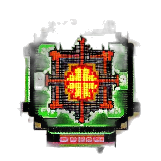 crown, weapon, robot, jewelry, pixel art, concept art, cyberpunk, 3d render transparent PNG cut-out