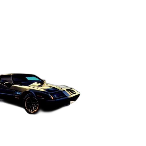 car, 3d render, concept art, photorealistic, pixel art, golden, dark, black transparent PNG cut-out