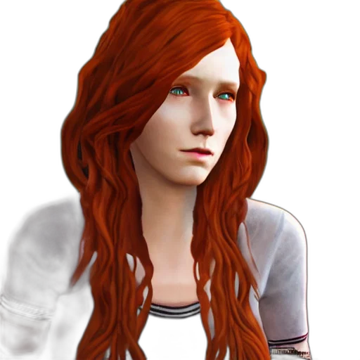 face, hair, photorealistic, fantasy art, concept art, 3d render, red, long transparent PNG cut-out