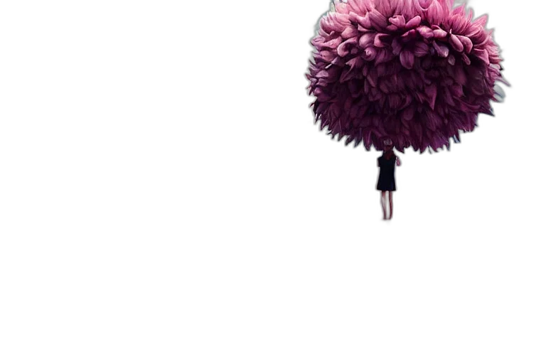umbrella, flower, hair, staff, concept art, 3d render, photorealistic, pixel art transparent PNG cut-out