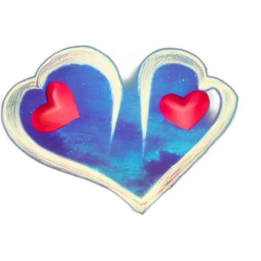 jewelry, 3d render, vaporwave, blue, story, two, hearts, called transparent PNG cut-out