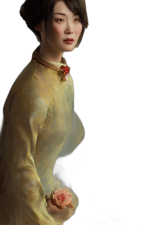 dress, staff, face, jewelry, photorealistic, fantasy art, oil painting, concept art transparent PNG cut-out