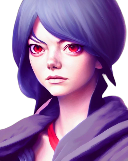 face, fantasy art, concept art, photorealistic, anime, red, blue, dark transparent PNG cut-out