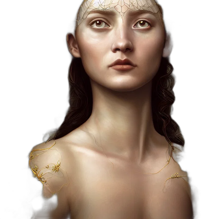 face, jewelry, crown, dress, fantasy art, photorealistic, concept art, 3d render transparent PNG cut-out