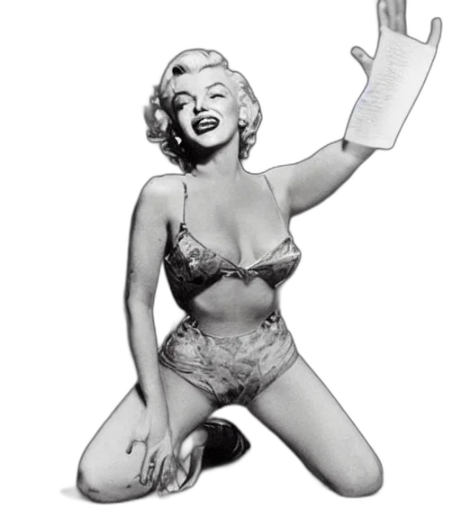 dress, cartoon, photorealistic, comic book art, marilyn, monroe, year, 2175 transparent PNG cut-out