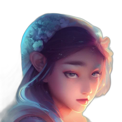 face, crown, dress, creature, fantasy art, concept art, watercolor, photorealistic transparent PNG cut-out