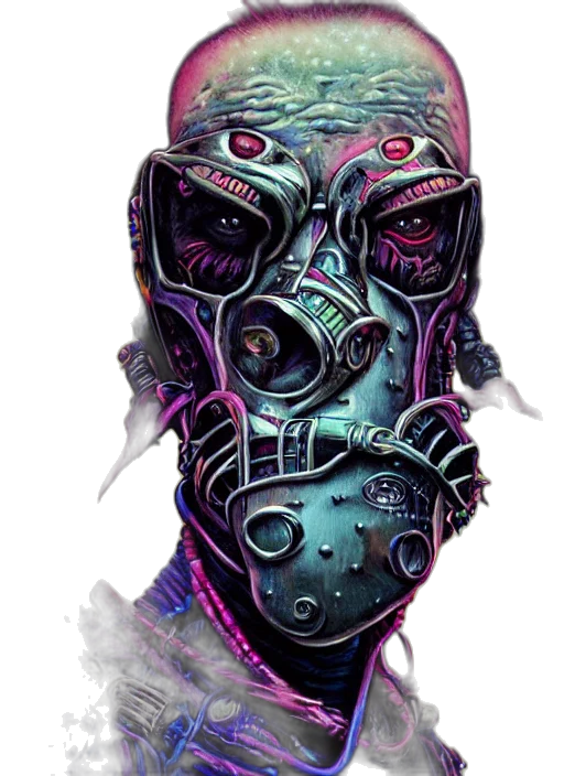 mask, face, robot, cyberpunk, concept art, fantasy art, comic book art, pastel transparent PNG cut-out