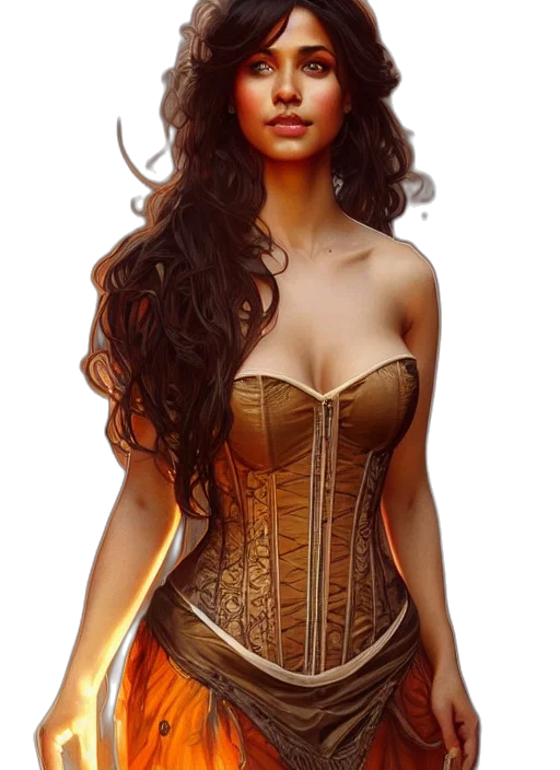 dress, fantasy art, concept art, photorealistic, comic book art, golden, earth tones, cute transparent PNG cut-out
