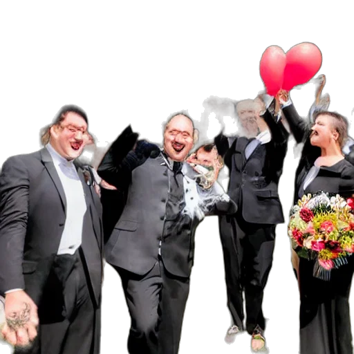 staff, funeral, extremely, happy, guests, balloons, confetti transparent PNG cut-out