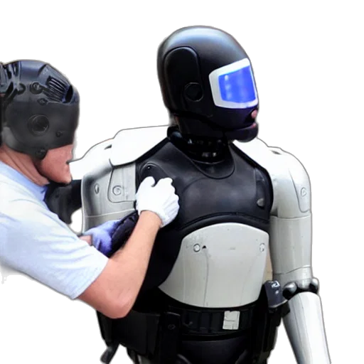 robot, cyberpunk, robocop, arresting transparent PNG cut-out