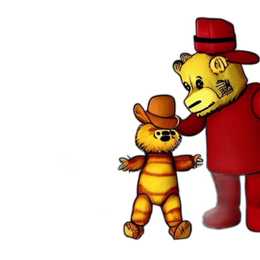 concept art, 3d render, pixel art, cartoon, freddy, fazbear, paddington, meet transparent PNG cut-out