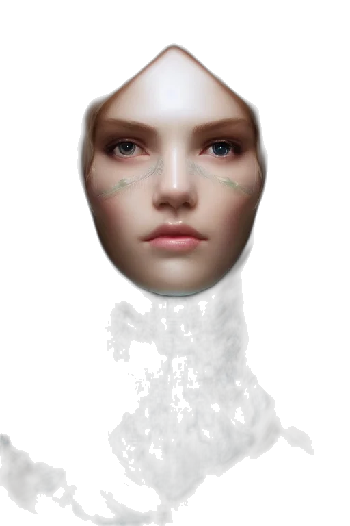 face, robot, mask, crown, 3d render, photorealistic, concept art, fantasy art transparent PNG cut-out
