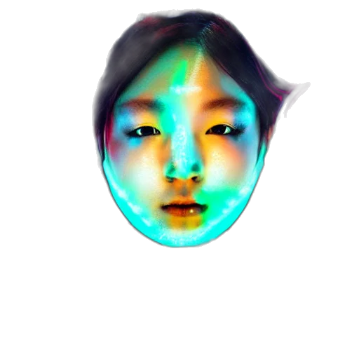 face, mask, creature, staff, vaporwave, photorealistic, 3d render, anime transparent PNG cut-out