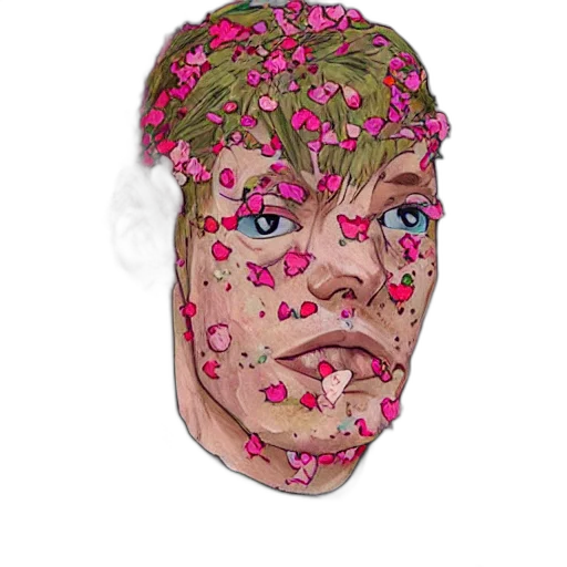 face, mask, flower, creature, pixel art, cartoon, concept art, photorealistic transparent PNG cut-out