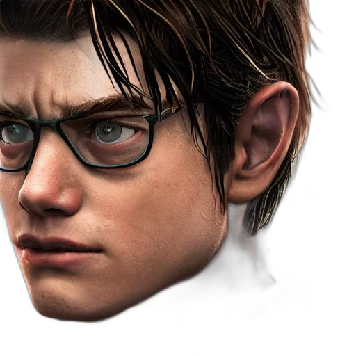 face, hair, photorealistic, concept art transparent PNG cut-out