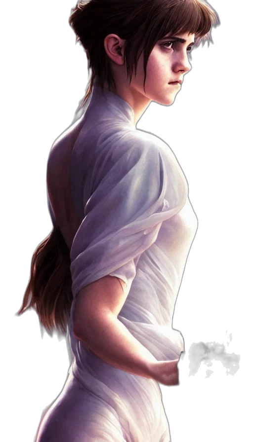 dress, staff, face, hair transparent PNG cut-out