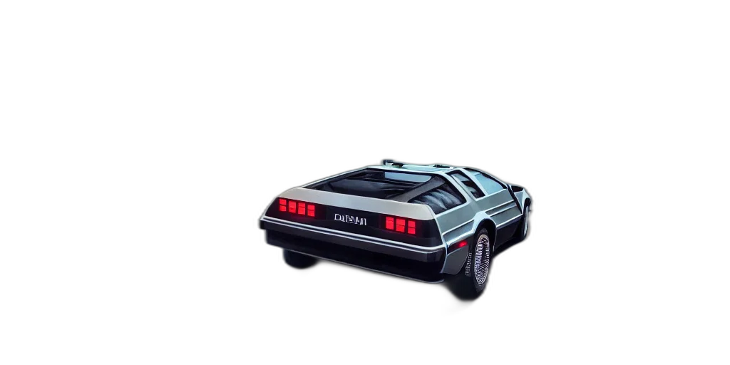 car, robot, concept art, pixel art, vaporwave, photorealistic, delorean, speeding transparent PNG cut-out