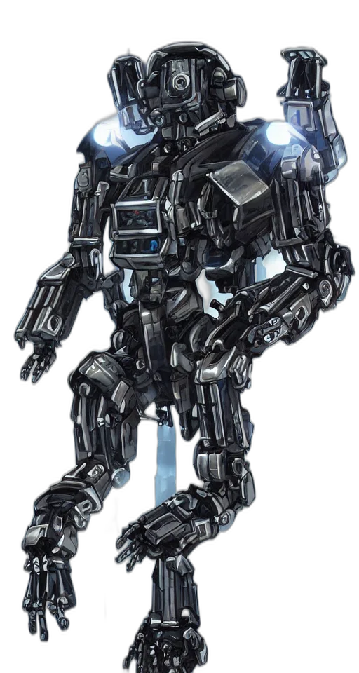 robot, weapon, concept art, 3d render transparent PNG cut-out