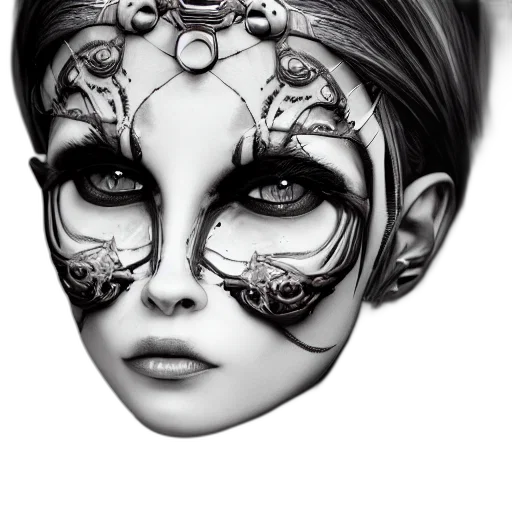 mask, face, jewelry, fantasy art, photorealistic, concept art, comic book art, monochrome transparent PNG cut-out