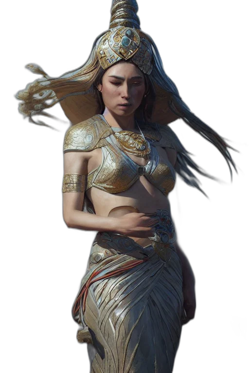 dress, dragon, staff, jewelry transparent PNG cut-out