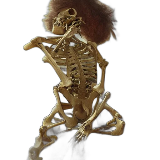 hair, staff, animal, creature, 3d render, concept art, skeleton, wearing transparent PNG cut-out