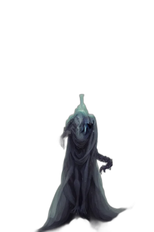 dress, creature, staff, mask transparent PNG cut-out
