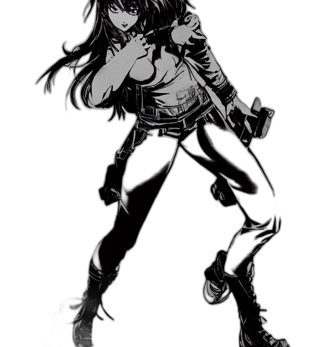 jacket, weapon, staff, mask, comic book art, concept art, cartoon, cyberpunk transparent PNG cut-out