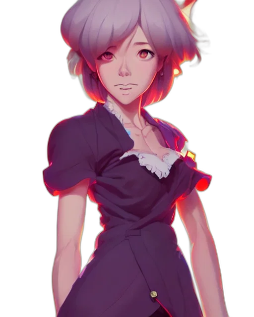 dress, staff, robot, face, anime, concept art, pixel art, watercolor transparent PNG cut-out