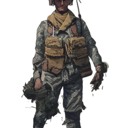 jacket, staff, weapon, hat transparent PNG cut-out