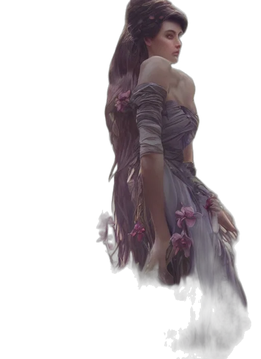 dress, creature, hair, face transparent PNG cut-out
