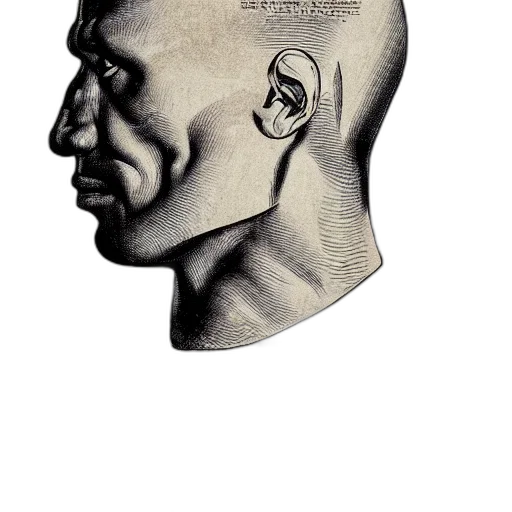 face, mask, crown, hat, photorealistic, pencil sketch, concept art, 3d render transparent PNG cut-out