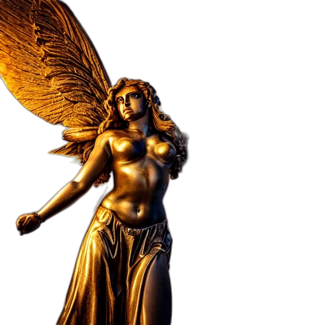 concept art, fantasy art, 3d render, golden, photo, winged, valkyrie, light transparent PNG cut-out