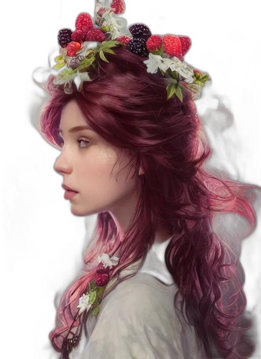 crown, face, flower, jewelry, photorealistic, fantasy art, oil painting, concept art transparent PNG cut-out