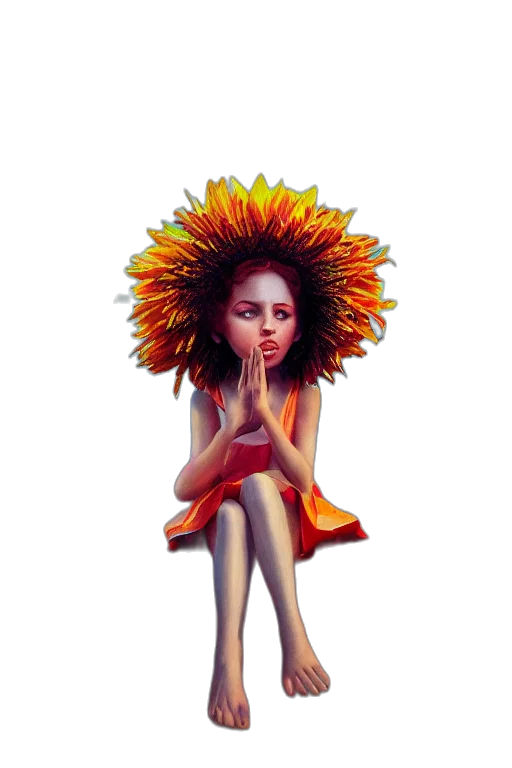 flower, crown, umbrella, staff, concept art, fantasy art, photorealistic, oil painting transparent PNG cut-out