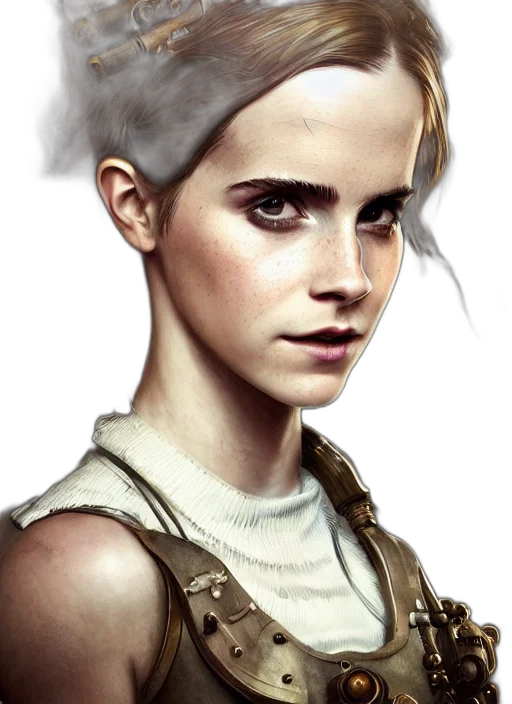 face, hair, staff, photorealistic transparent PNG cut-out