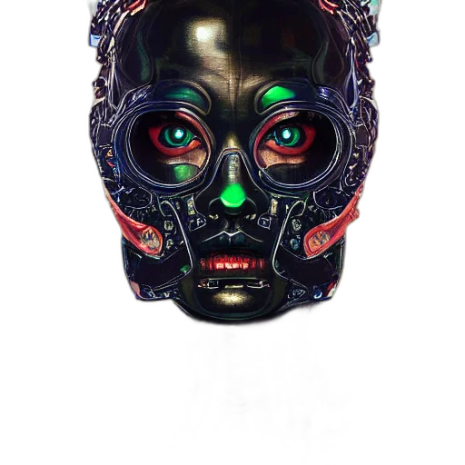 mask, face, robot, jewelry, 3d render, cyberpunk, concept art, photorealistic transparent PNG cut-out