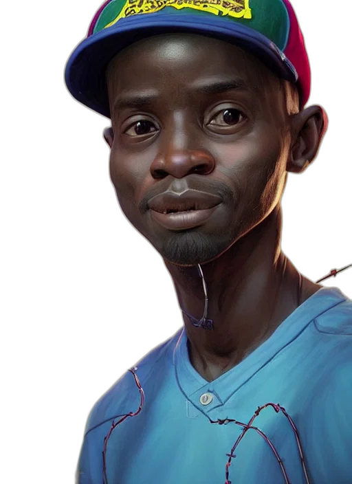 face, creature, staff, hat, photorealistic, concept art, 3d render, cartoon transparent PNG cut-out