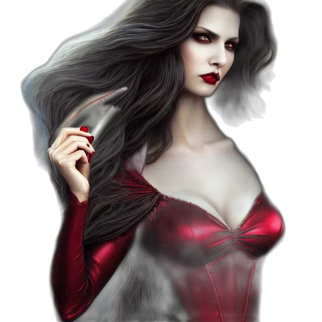 dress, jewelry, fantasy art, comic book art, concept art, photorealistic, red, dark transparent PNG cut-out