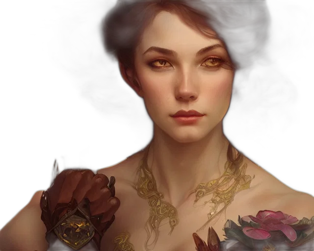 face, jewelry, crown, dress, fantasy art, concept art, photorealistic, oil painting transparent PNG cut-out