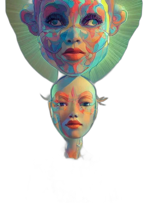 mask, face, crown, robot, concept art, fantasy art, 3d render, cyberpunk transparent PNG cut-out
