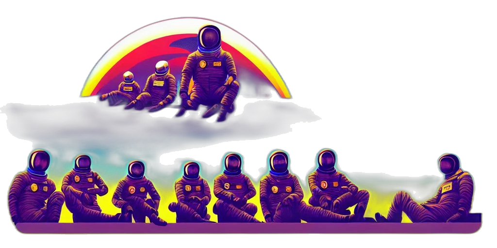 concept art, vaporwave, pixel art, outer space transparent PNG cut-out